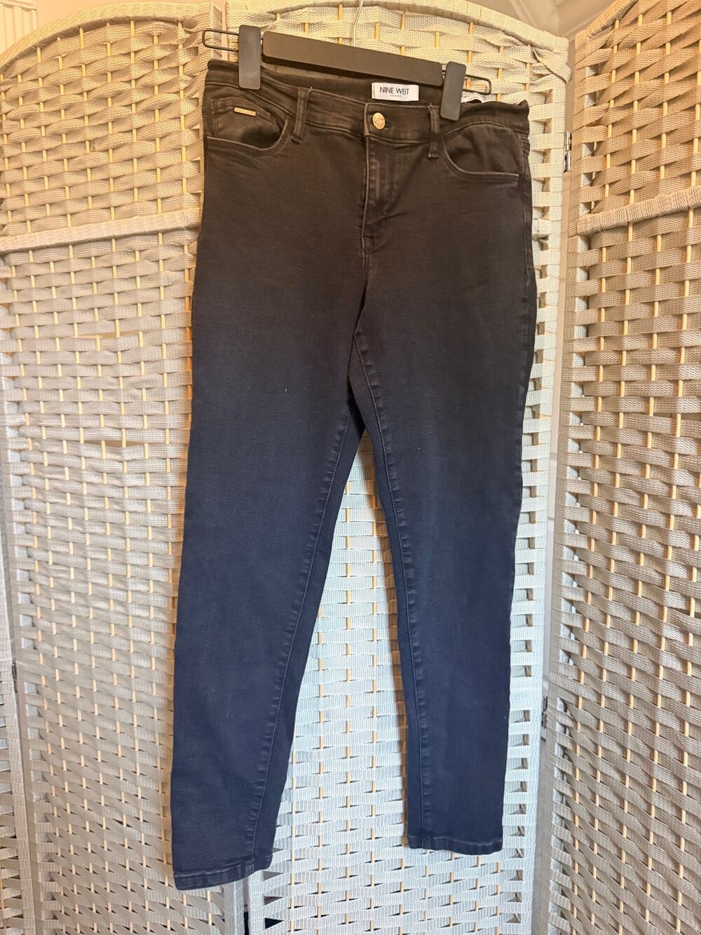 Nine West Cigarette Mid Rise Skinny Denim Jeans Black Size 4/27